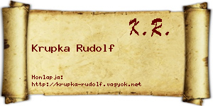 Krupka Rudolf névjegykártya